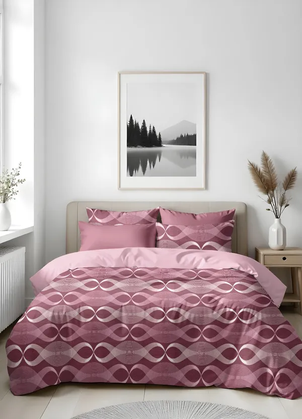 Mauve_Geometric_Print_King_Size_Bedsheet_With_Pillow_Covers