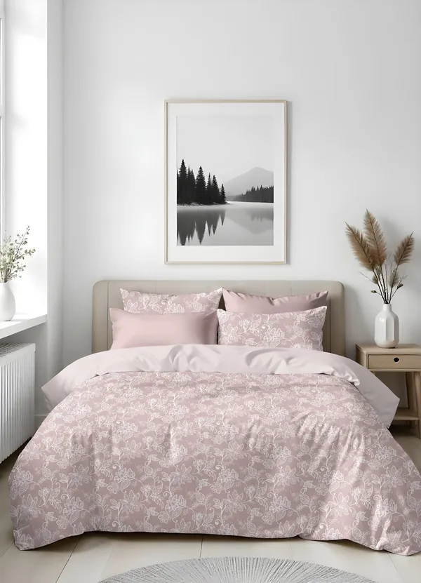 Pink_Floral_Print_King_Size_Bedsheet_With_Pillow_Covers