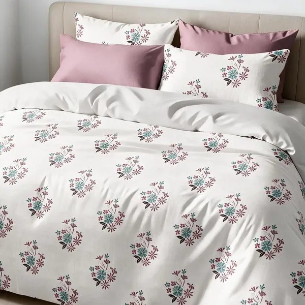Ivory_and_Pink_100%_Cotton_Bedsheet_Set_For_Home_Decor