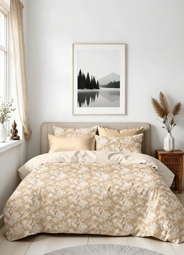 Beige_100%_Cotton_Bedsheet_Set_For_Home_Decor