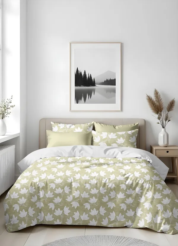Green_Botanical_Floral_Print_King_Size_Bedsheet_With_Pillow_Covers