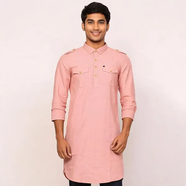Pink_Cotton_Relaxed_Fit_Kurta_For_Men
