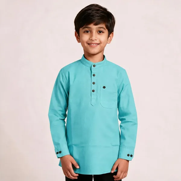 Turquoise_Cotton_Relaxed_Fit_Kurta_For_Kids