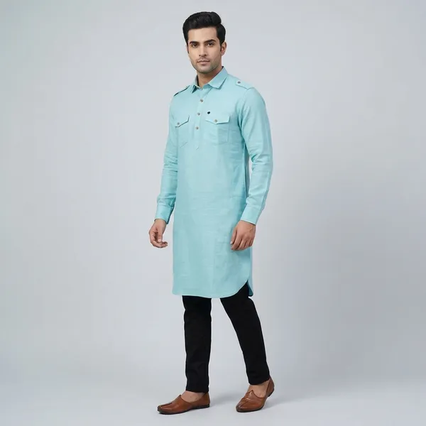 Blue_Cotton_Straight_Fit_Kurta_For_Men