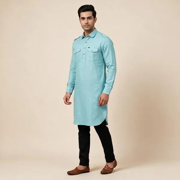 Blue_Cotton_Straight_Fit_Kurta_For_Men