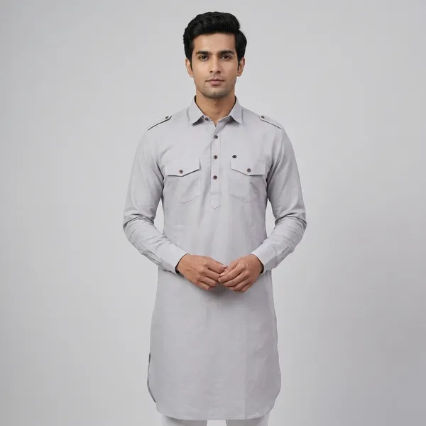 Light_Grey_Cotton_Relaxed_Fit_Kurta_For_Men
