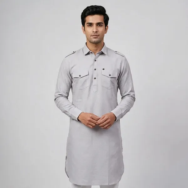 Light_Grey_Cotton_Relaxed_Fit_Kurta_For_Men