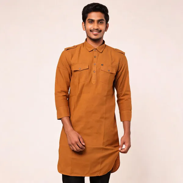 Mustard_Cotton_Regular_Fit_Kurta_For_Men