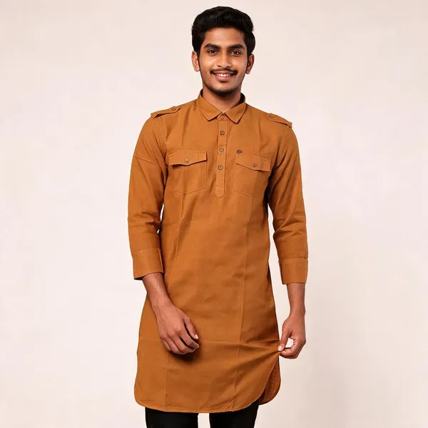 Mustard_Cotton_Regular_Fit_Kurta_For_Men