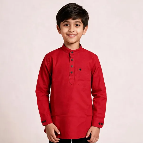 Red_Cotton_Full_Sleeve_Kurta_For_Kids
