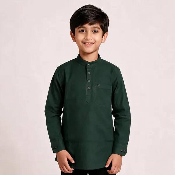 Dark_Green_Cotton_Full_Sleeve_Kurta_For_Kid
