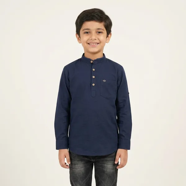 Navy_Cotton_Full_Sleeve_Kurta_For_Kids