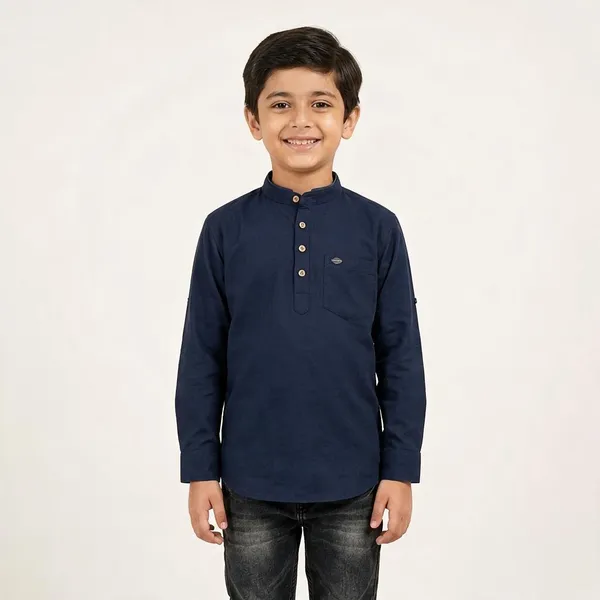 Navy_Cotton_Full_Sleeve_Kurta_For_Kids