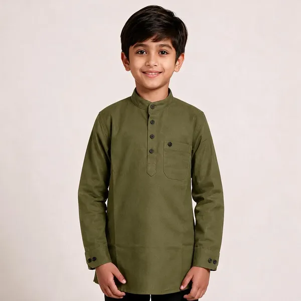 Olive_Green_Cotton_Full_Sleeve_Kurta_For_Kids