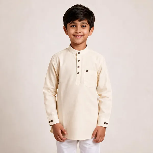 Cream_Cotton_Mandarin_Collar_Kurta_For_Kids