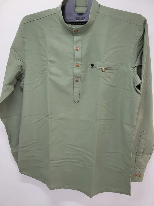 Sage_Green_Regular_Fit_Cotton_Kurta_For_Men