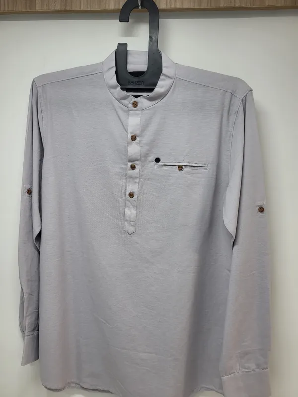 White_Textured_Regular_Fit_Cotton_Kurta_For_Men
