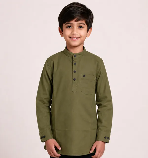Olive_Green_Cotton_Full_Sleeve_Kurta_For_Kids