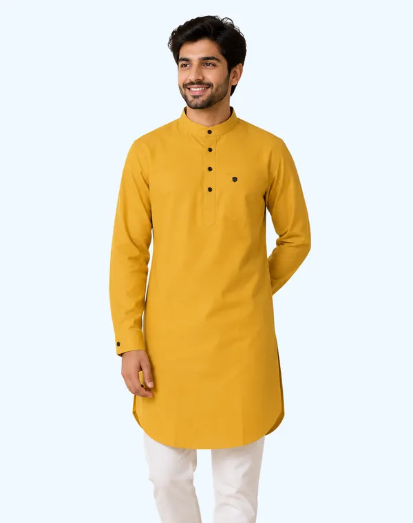 Mustard_Cotton_Straight_Fit_Kurta_For_Men