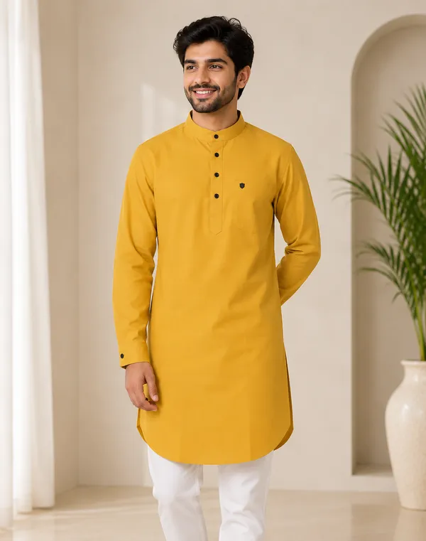Mustard_Cotton_Straight_Fit_Kurta_For_Men