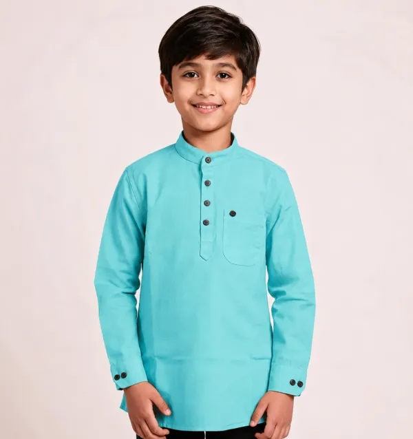Turquoise_Cotton_Relaxed_Fit_Kurta_For_Kids