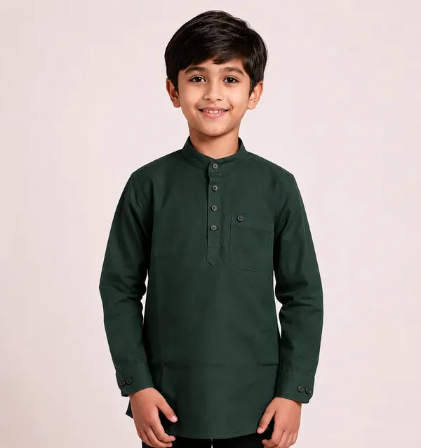 Dark_Green_Cotton_Full_Sleeve_Kurta_For_Kid