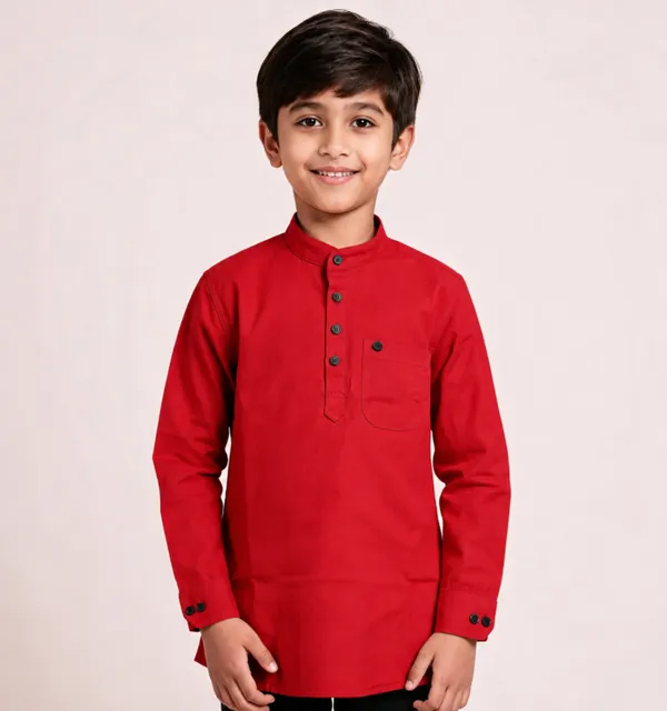 Red_Cotton_Full_Sleeve_Kurta_For_Kids