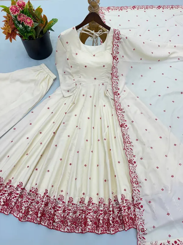 Cream_Georgette_Printed_Anarkali_Suit_Set_For_Women