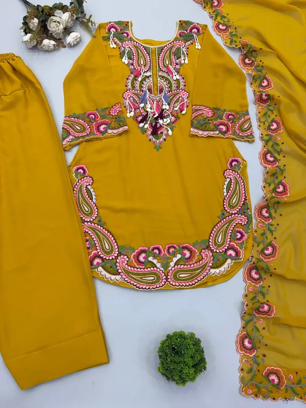 Mustard_Georgette_Embroidered_Straight_Suit_Set_For_Women