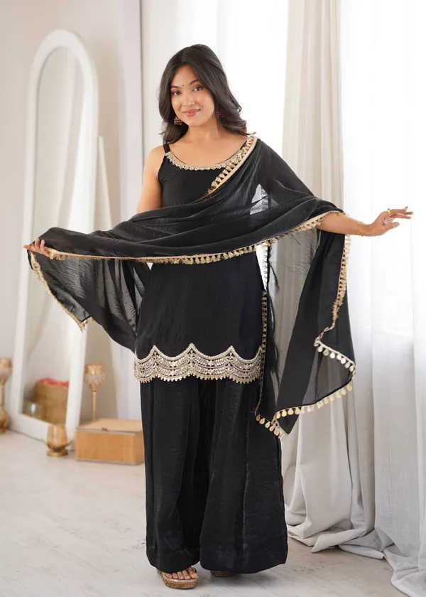 Black_Georgette_Embroidered_Sharara_Set_For_Women