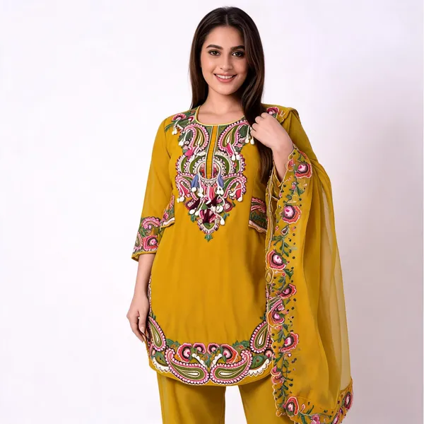 Mustard_Georgette_Embroidered_Straight_Suit_Set_For_Women