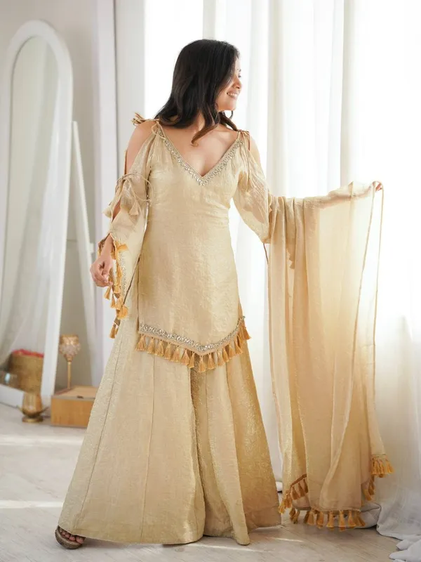 Beige_Georgette_Embroidered_Sharara_Set_For_Women