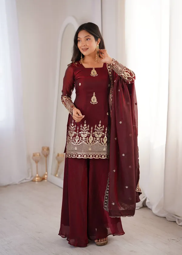Maroon_Georgette_Embroidered_Ethnic_Suit_Set_For_Women