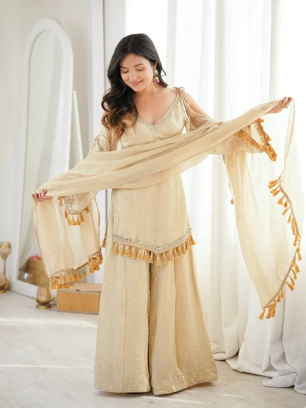 Beige_Georgette_Embroidered_Sharara_Set_For_Women