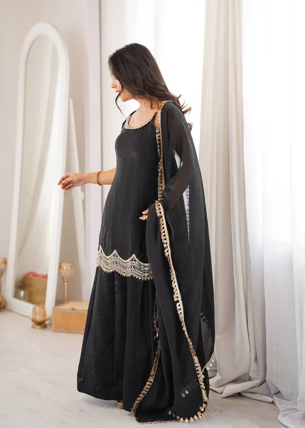 Black_Georgette_Embroidered_Sharara_Set_For_Women