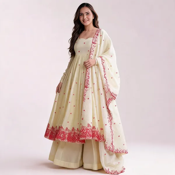 Cream_Georgette_Printed_Anarkali_Suit_Set_For_Women