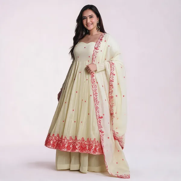 Cream_Georgette_Printed_Anarkali_Suit_Set_For_Women