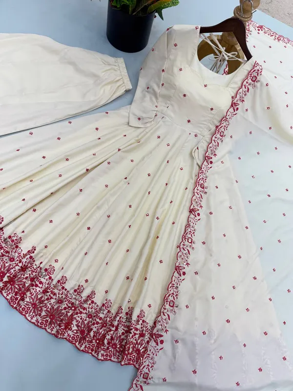 Cream_Georgette_Printed_Anarkali_Suit_Set_For_Women
