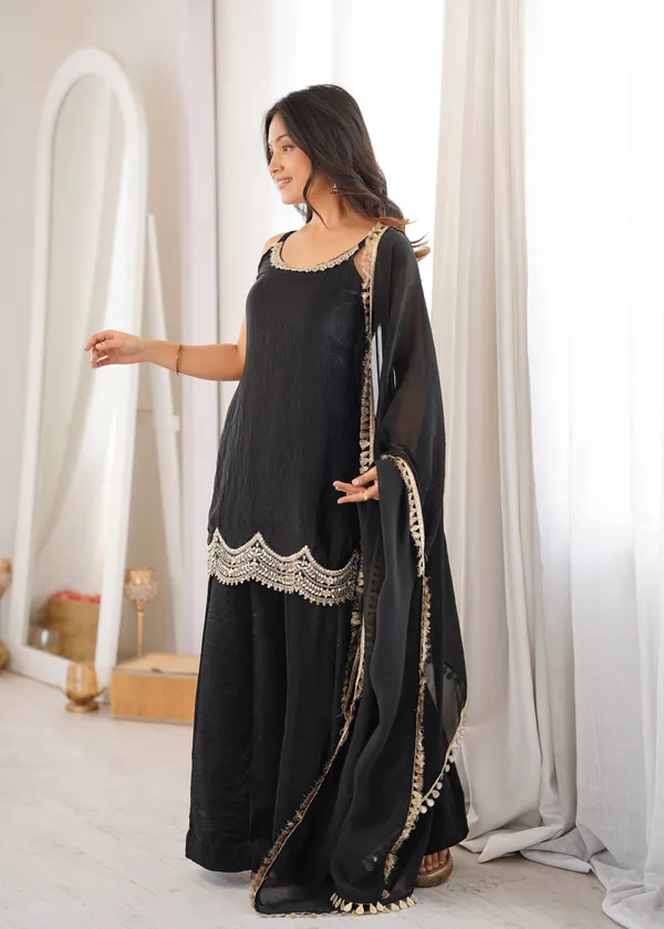 Black_Georgette_Embroidered_Sharara_Set_For_Women