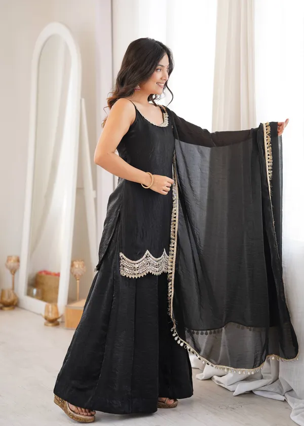 Black_Georgette_Embroidered_Sharara_Set_For_Women