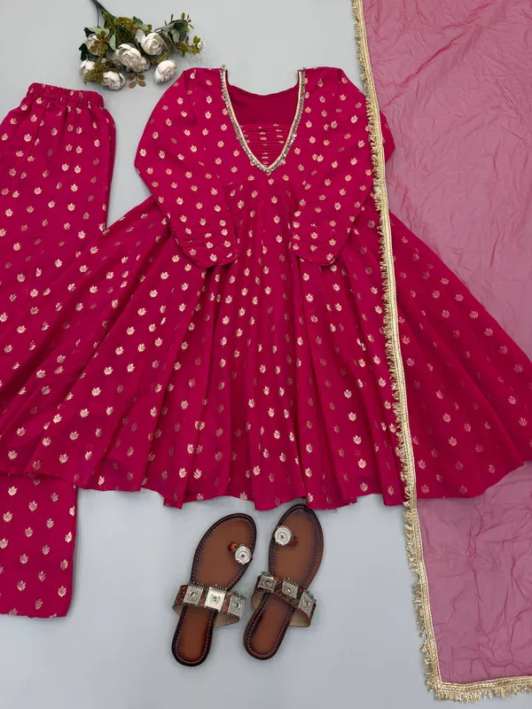 Pink_Georgette_Printed_Anarkali_Sharara_Suit_Set_For_Women
