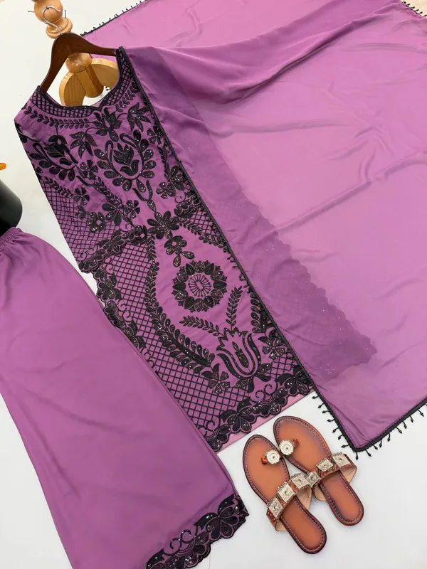 Purple_Georgette_Straight_Kurta_Set_For_Women