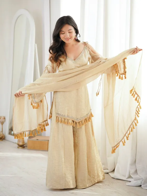 Beige_Georgette_Embroidered_Sharara_Set_For_Women