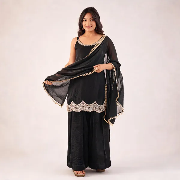 Black_Georgette_Embroidered_Sharara_Set_For_Women