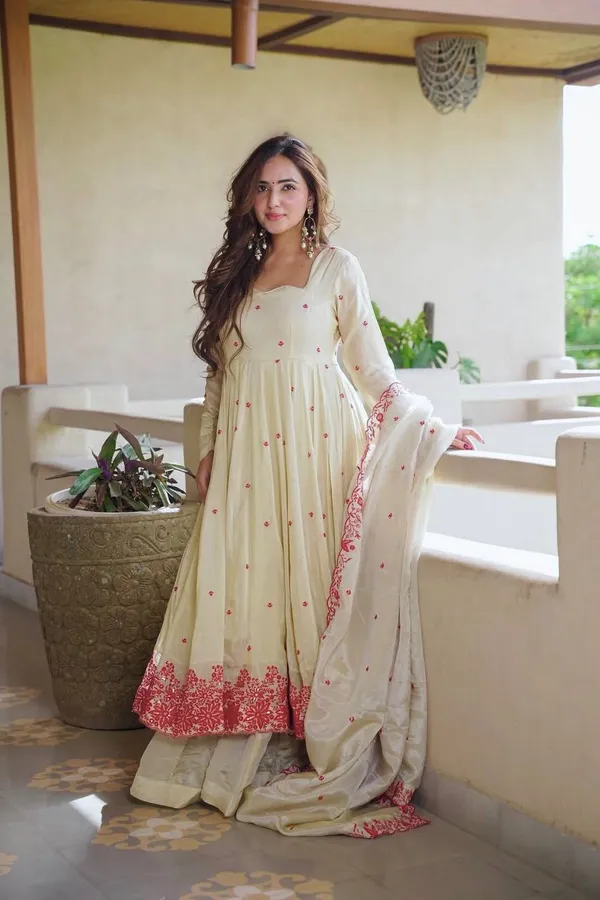 Cream_Georgette_Printed_Anarkali_Suit_Set_For_Women