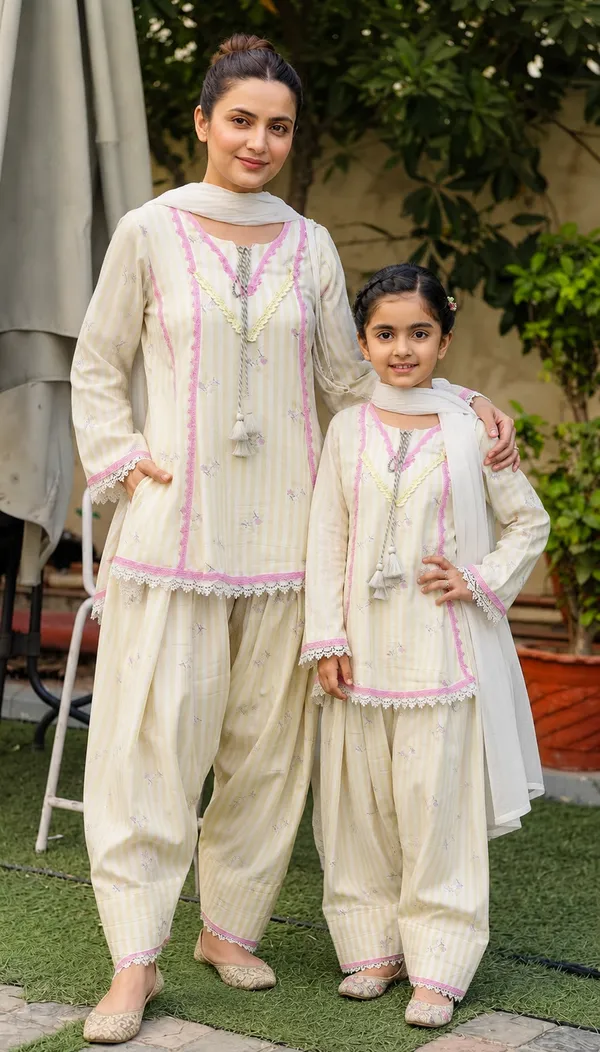 Cream_Georgette_Floral_Print_Kurta_Sharara_Set_For_Women
