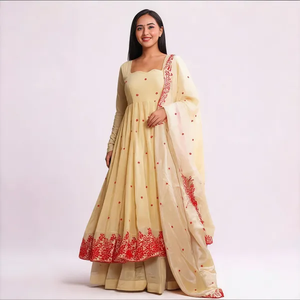 Cream_Georgette_Embroidered_Anarkali_Dress_Set_For_Women