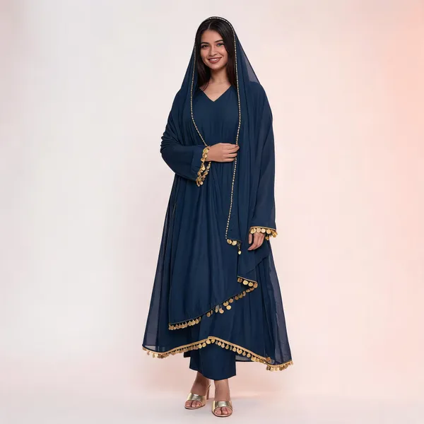 Navy_Blue_Georgette_Embellished_Abaya_Set_For_Women