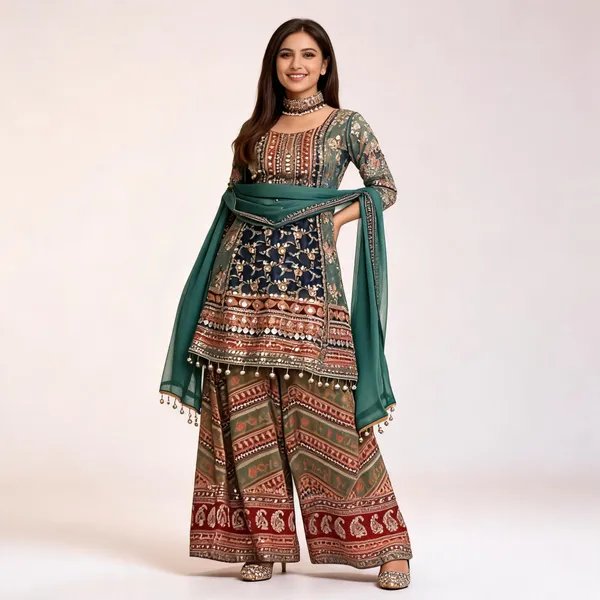 Green_Georgette_Embroidered_Ethnic_Kurta_Set_For_Women
