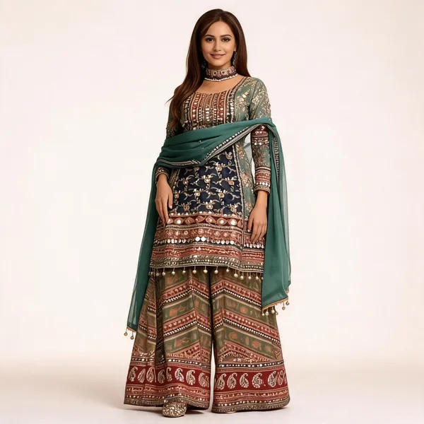 Green_Georgette_Embroidered_Ethnic_Kurta_Set_For_Women